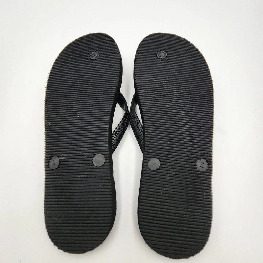 Feelgoodz Slimz Black Natural Rubber Flip Flop Sandals Mens Large L 11-12